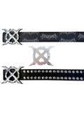 GROUPMAREK GMK X Logo Rivet Leather Belt Detachable Metal Buckle Waist