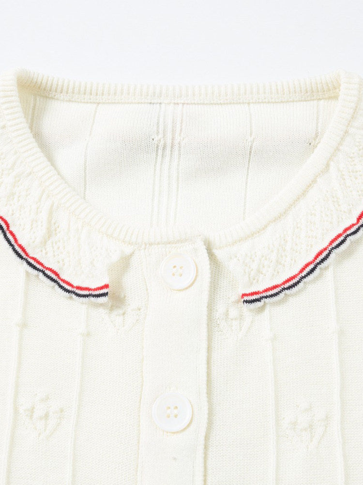 Thom Browne Style Contrast-Collar Wool Cardigan
