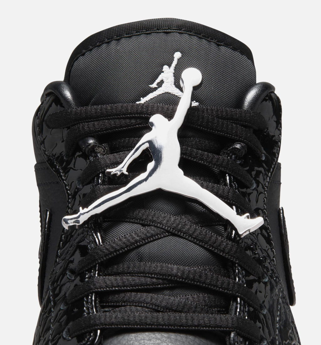 Air Jordan 1 Low Patent Elephant - Women's Lifestyle Shoe (Black/Black/White/Metallic Silver)