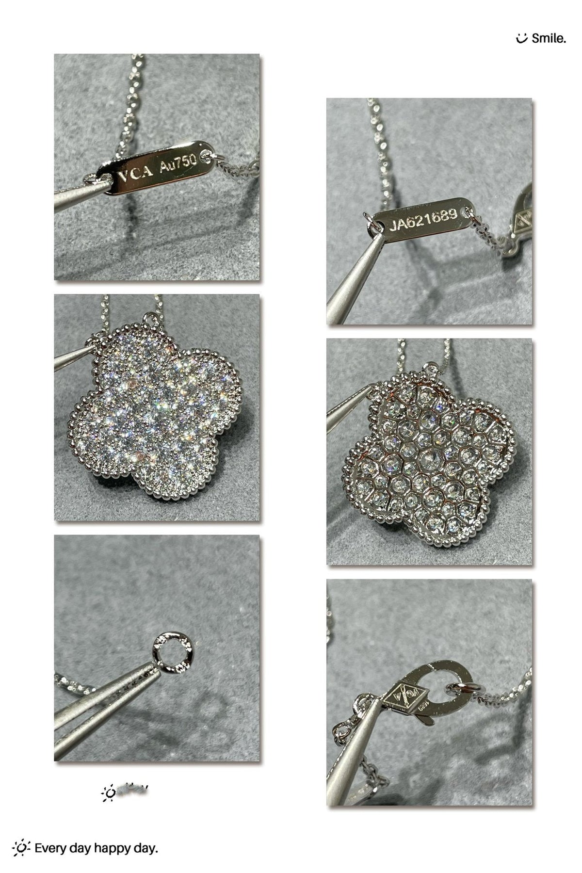 Van Cleef & Arpels CLOVER LARGE PENDANT DIAMOND PAVED SILVER NECKLACE