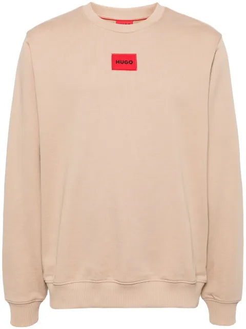 HUGO logo-patch crew-neck cotton sweatshirt