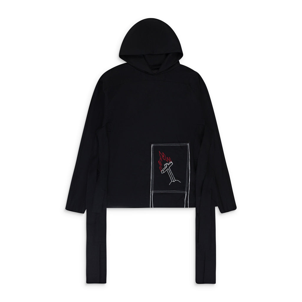 BLACK SIDE TIE HOODIE