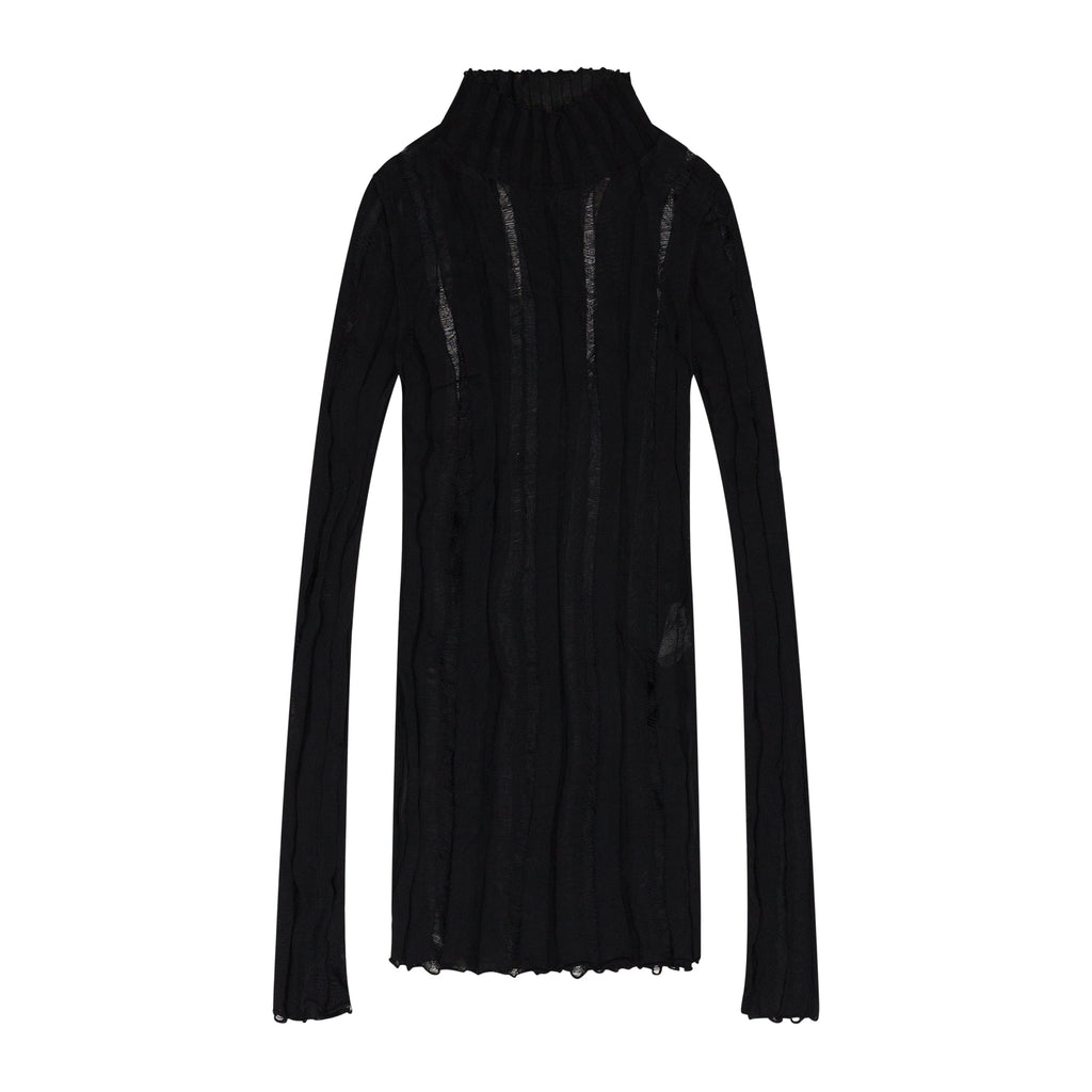 BLACK GRUNGE HIGH NECK TURTLENECK SWEATER