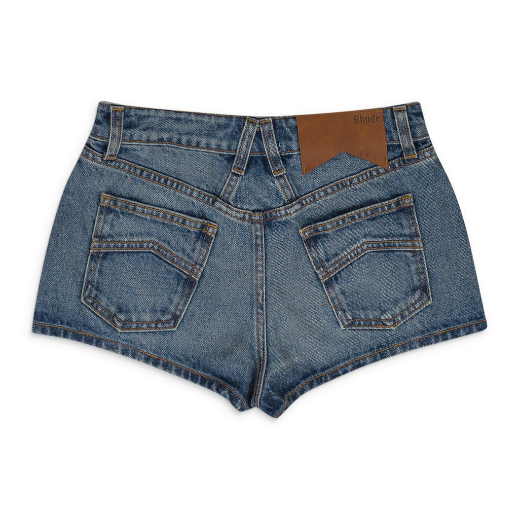 INDIGO LOW-WAIST DENIM SHORTS