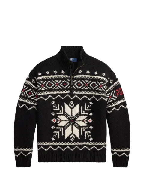 Polo Ralph Lauren snowflake-intarsia half-zip sweater