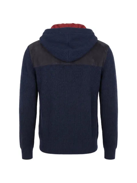 Brunello Cucinelli suede and cashmere knit hooded bomber jacket with thermore® padding