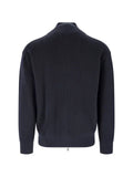 Closed ribbed-knit zip-up cardigan