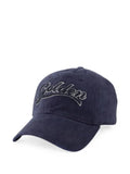 Golden Goose navy baseball cap with Golden logo embroidery in blue