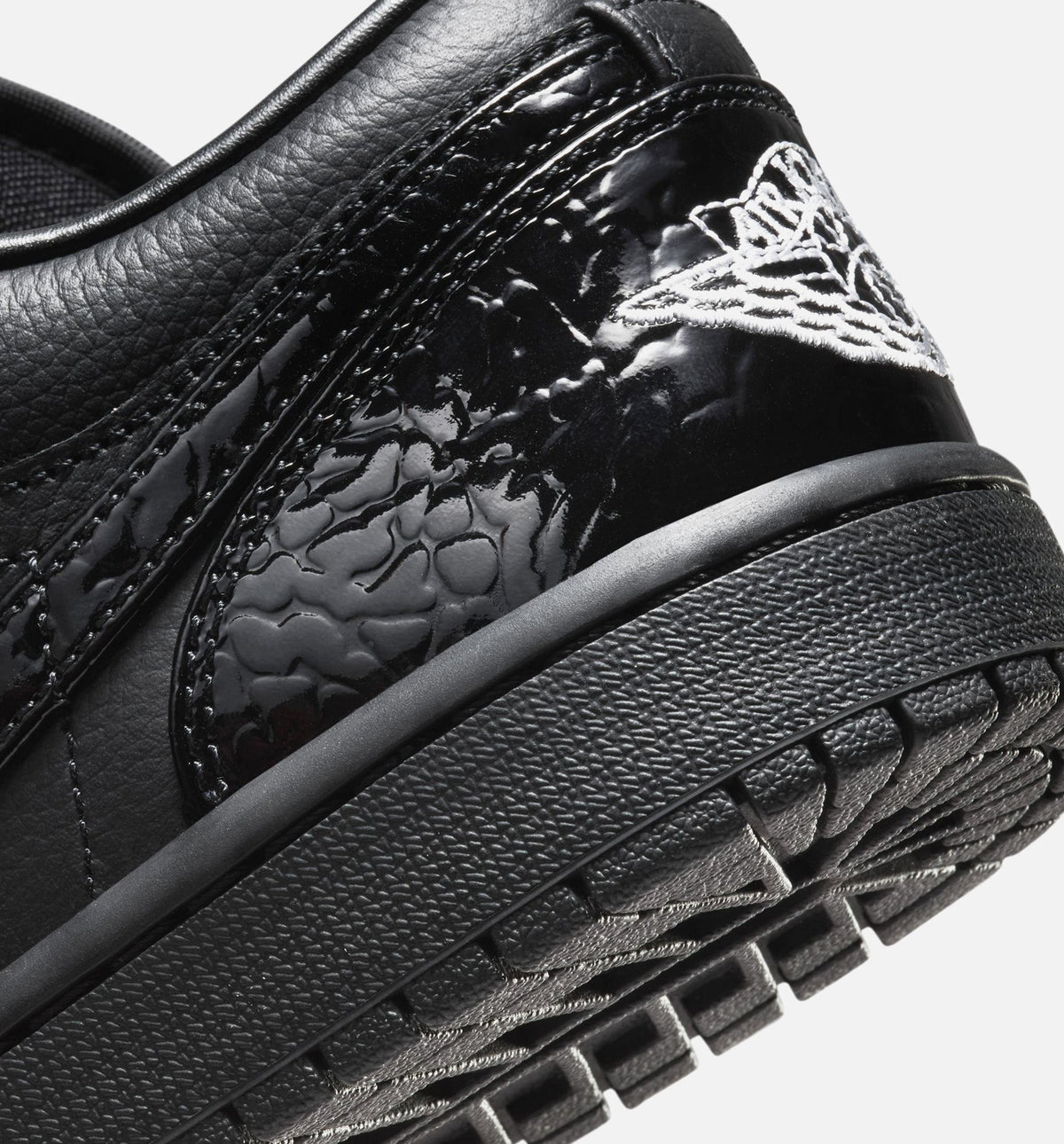 Air Jordan 1 Low Patent Elephant - Women's Lifestyle Shoe (Black/Black/White/Metallic Silver)