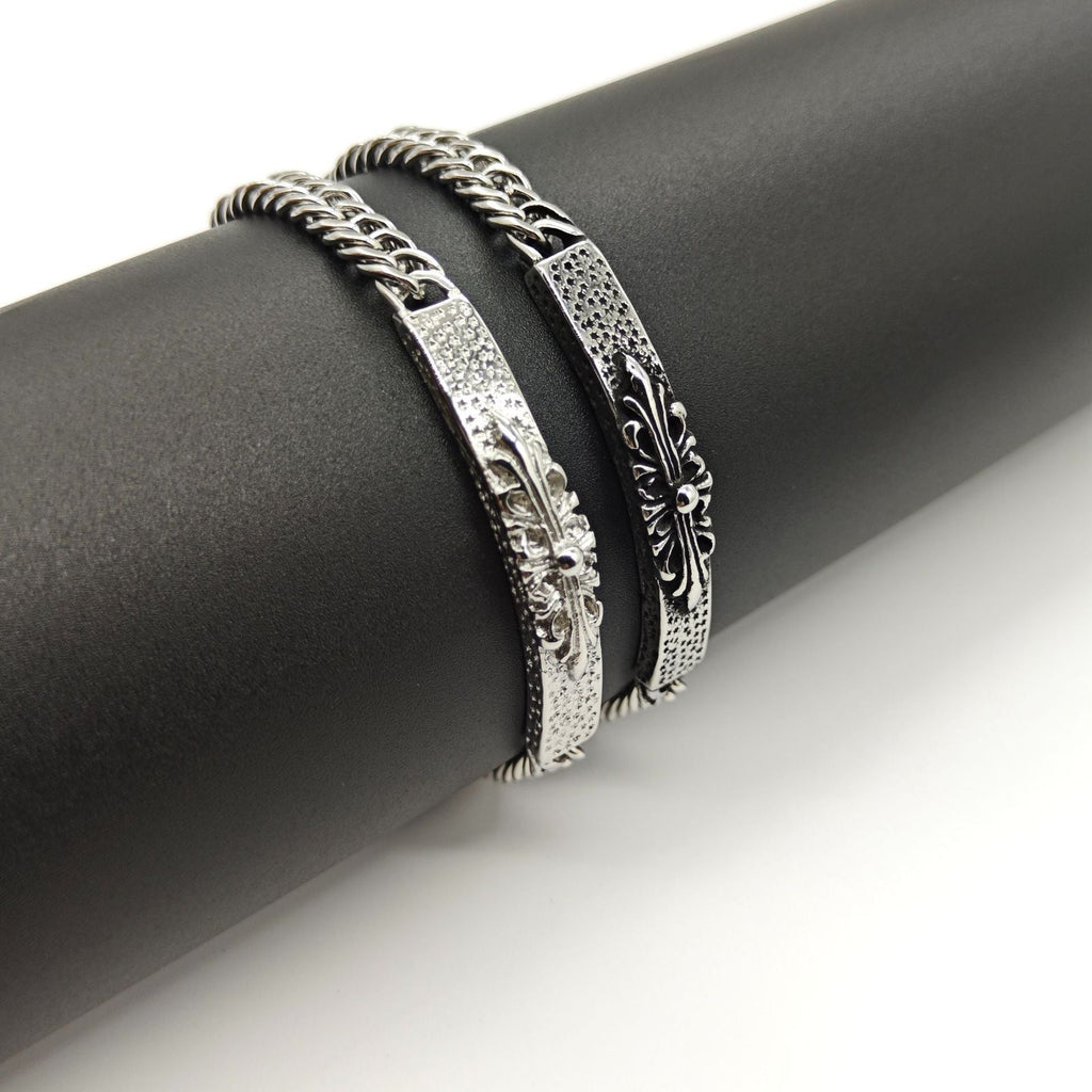 Chrome Hearts multi-layered retro cross flower curved bracelet