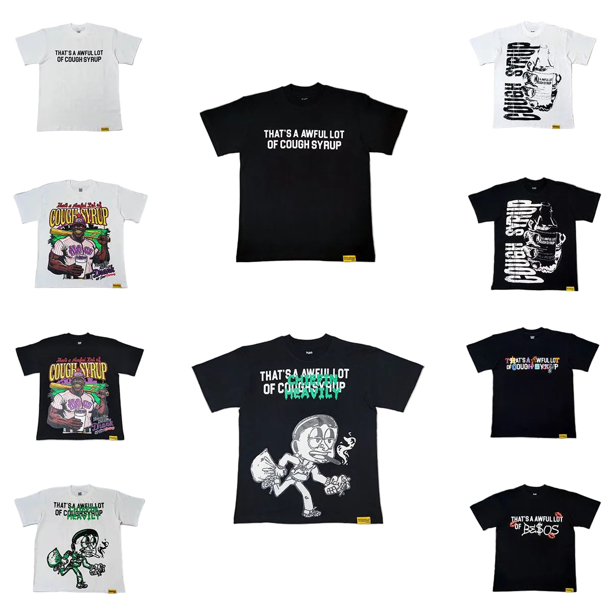 ALOCS Cough Syrup Multi‑Graphic Oversized Tee Streetwear Unisex