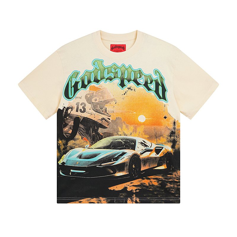 Godspeed Cream Car Graphic Short-Sleeve T-Shirt