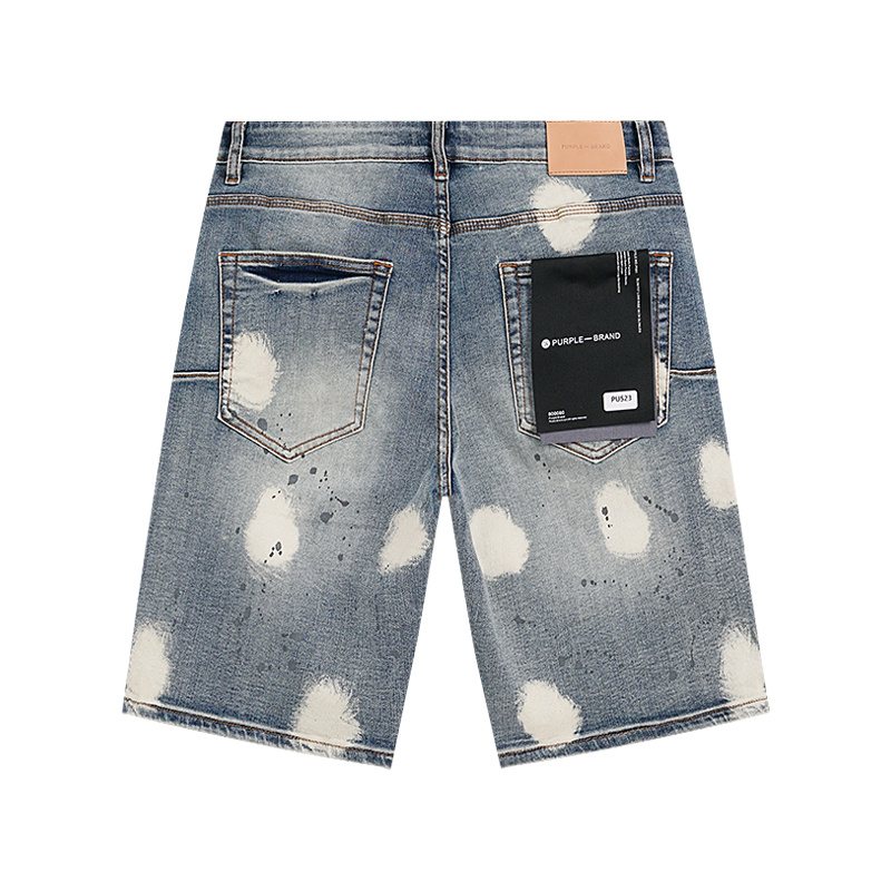Purple Brand Bleach Splatter Denim Shorts