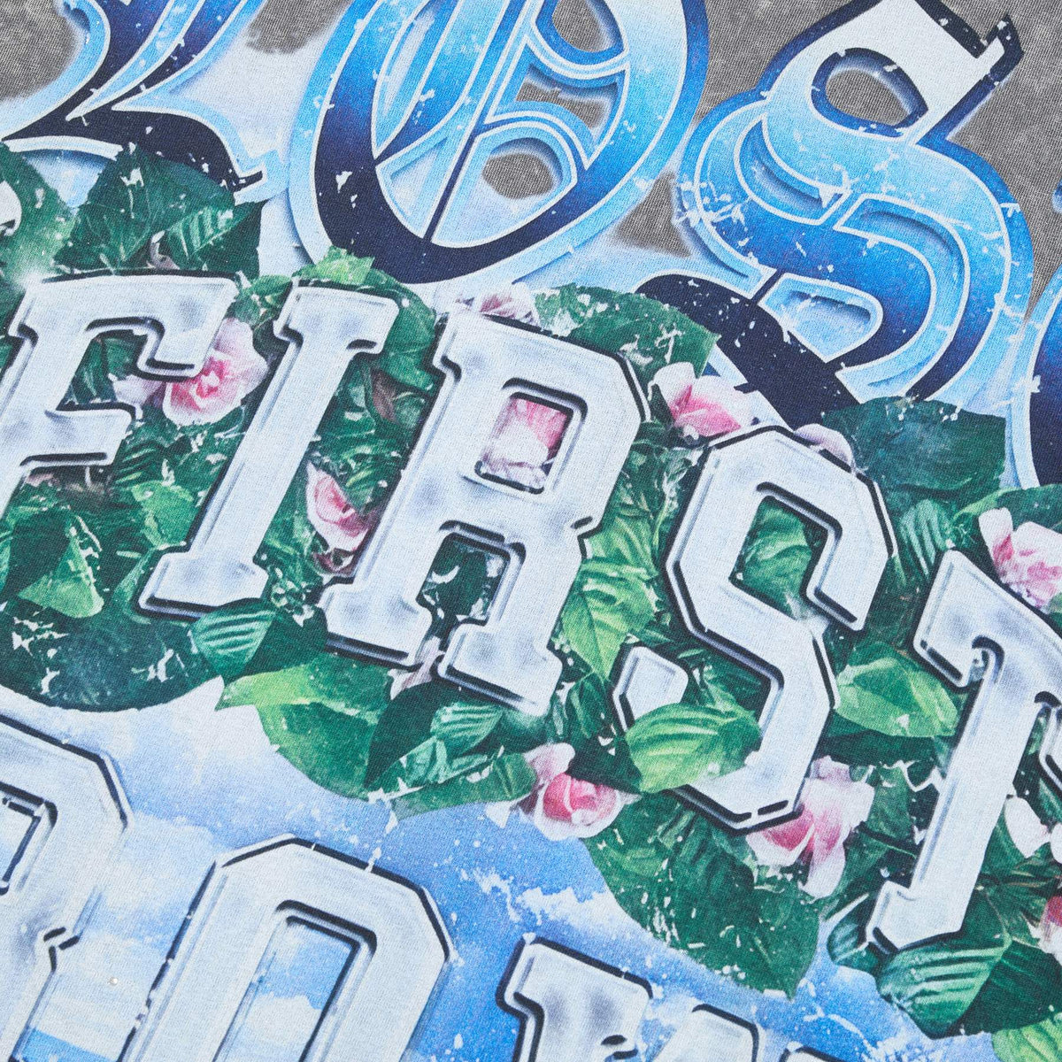 FIRST ROW Washed Grey Front & Back Graphic T-Shirt