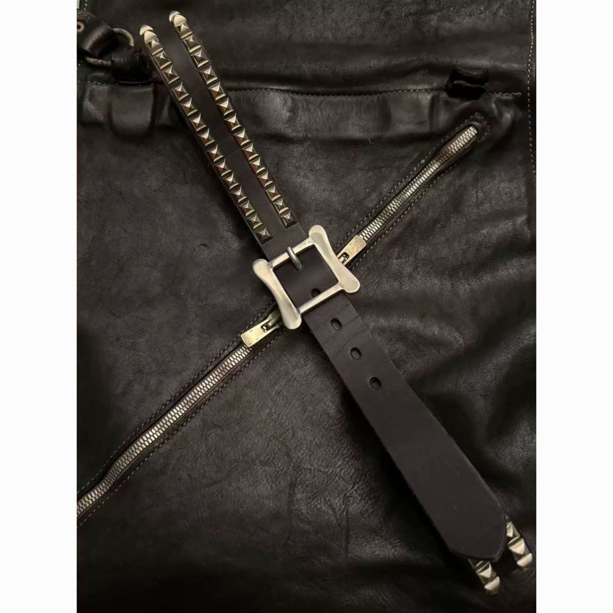 Vintage Punk Studded Leather Belt Single Prong Buckle Unisex