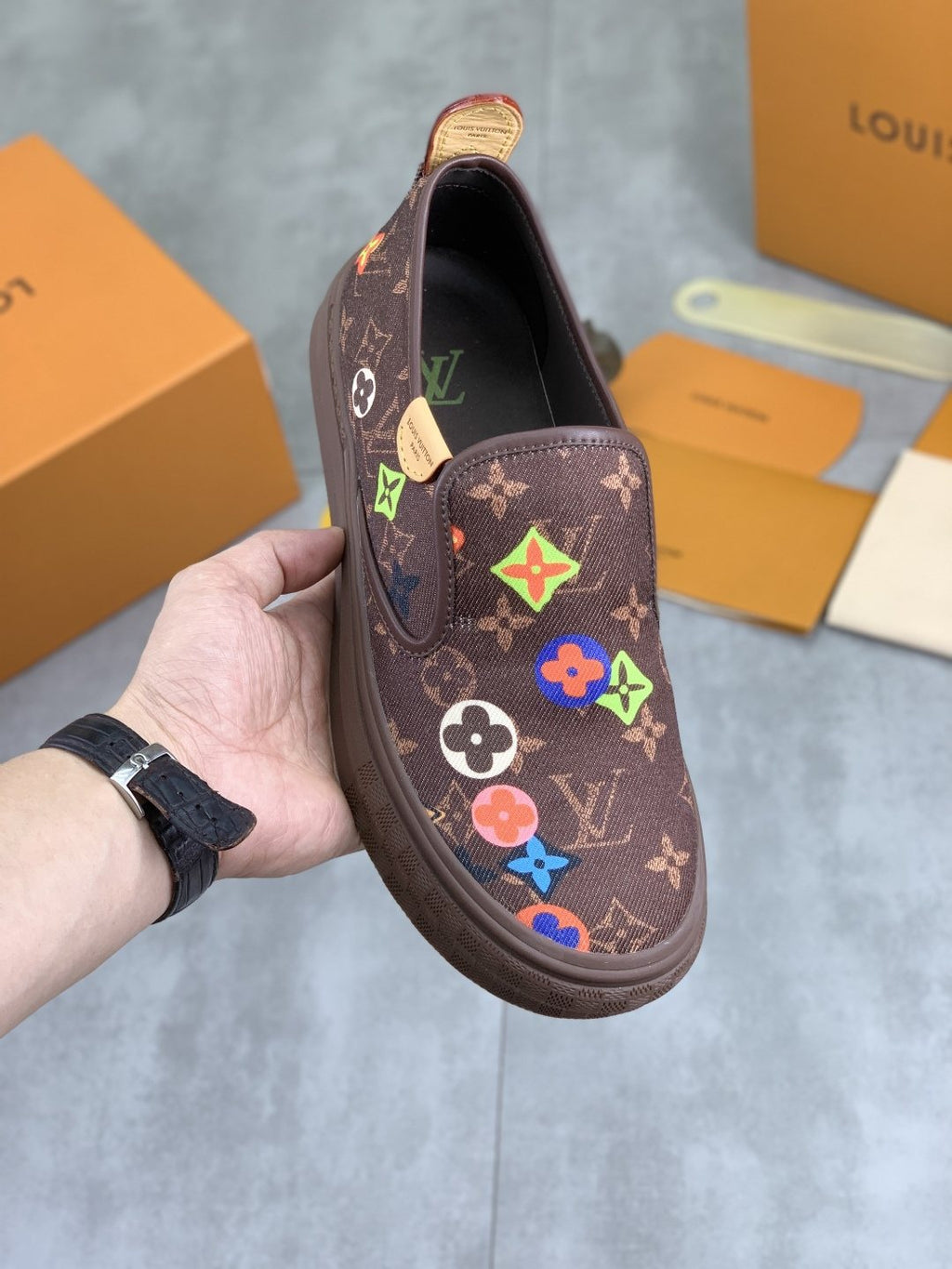 Louis Vuitton Floral Print Slip-On Shoes
