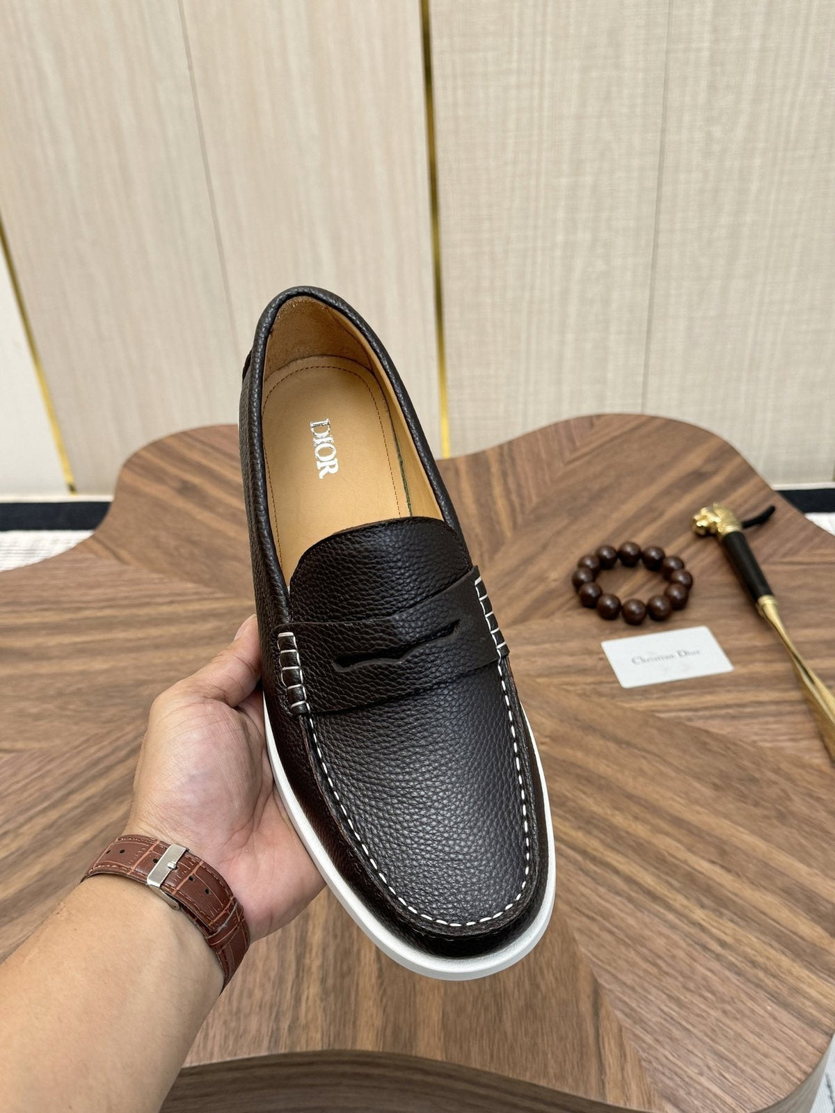 Dior Men's Contrast-Sole Slip-On Loafers - Leather Lining