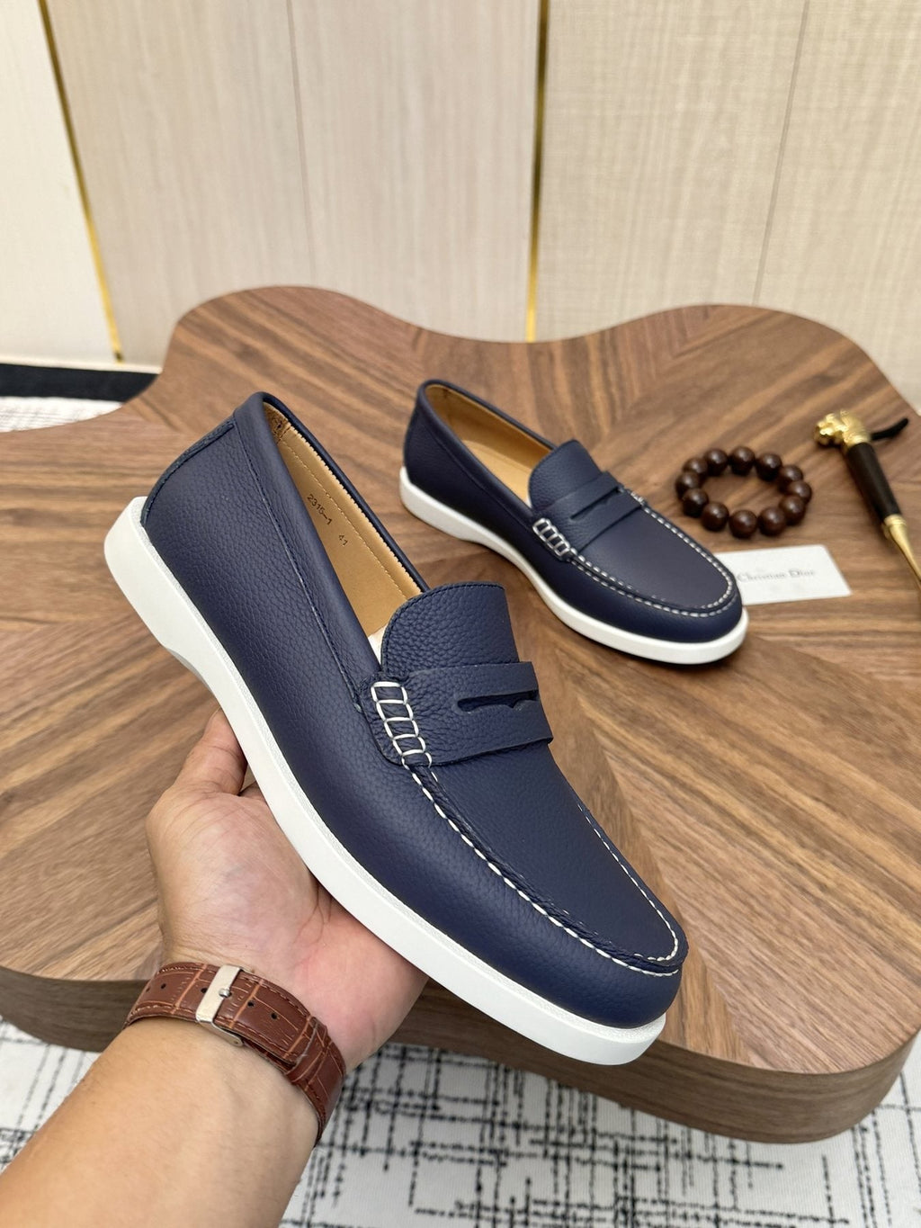 Dior Men's Contrast-Sole Slip-On Loafers - Leather Lining