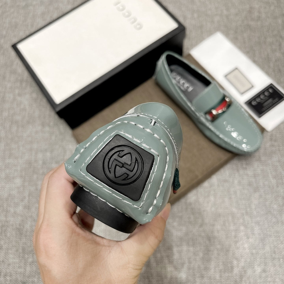 Gucci Web Stripe Loafers - Moc-Toe Stitching