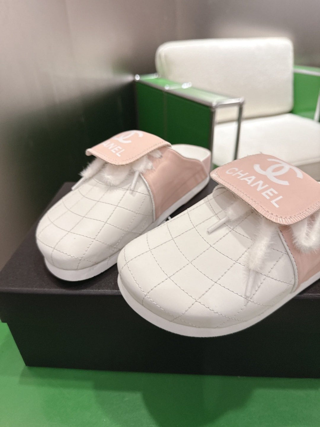 Chanel Quilted Closed-Toe Slip-On Shoes