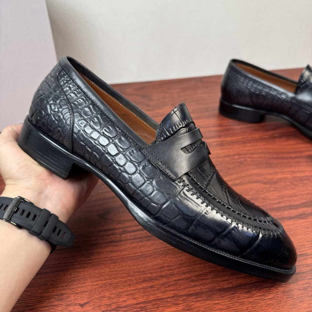 Berluti Men's Embossed Burnished Loafers
