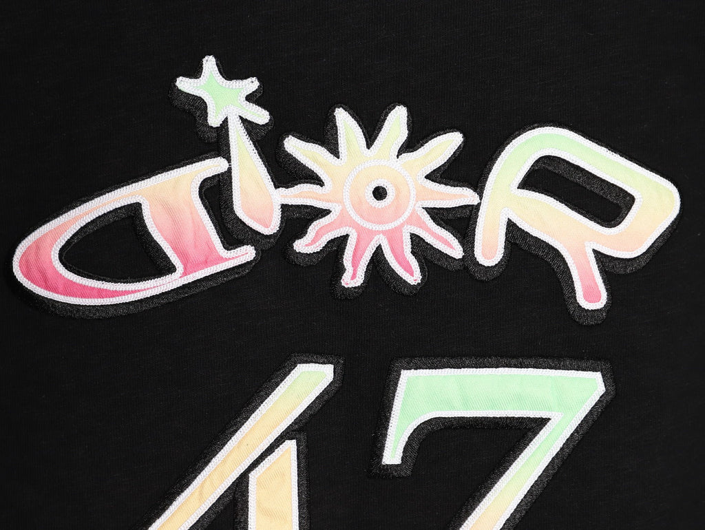 Dior 47 Gradient-Style Lettering Short-Sleeve T-Shirt - Black